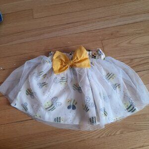 Adorable White Tulle Skirt with Yellow Bow